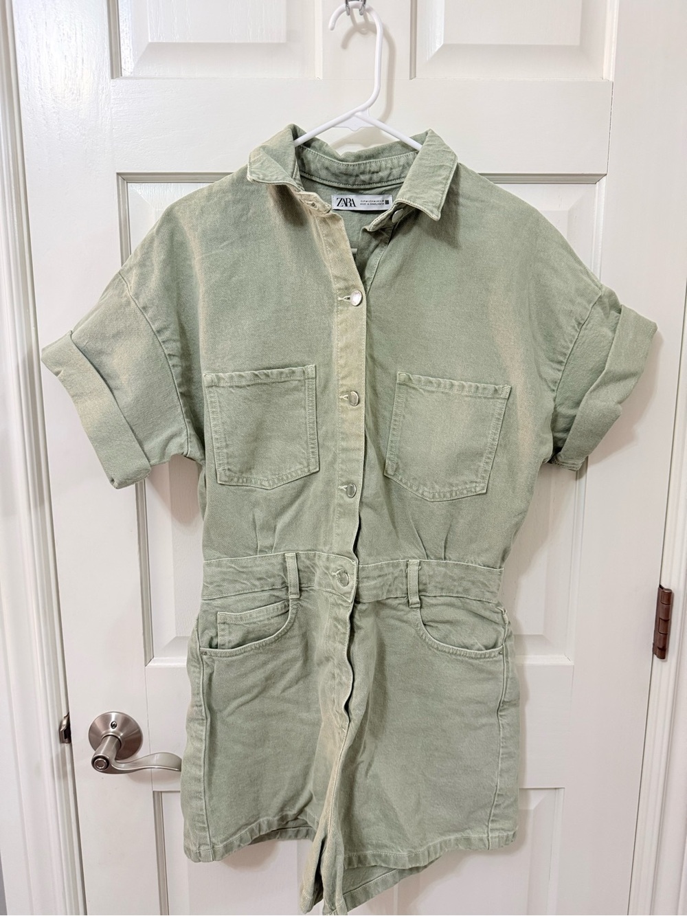 Zara Light Sage Green Collar Top